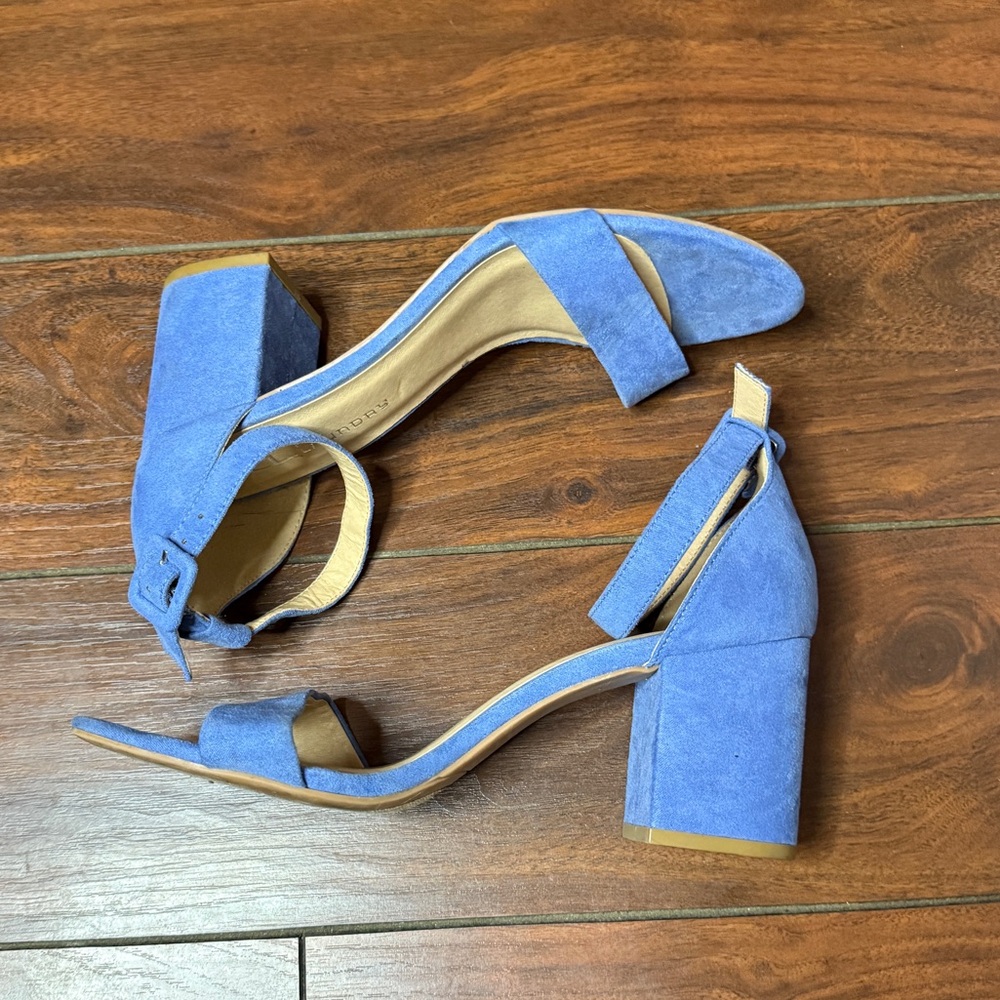 Blue suede heels
